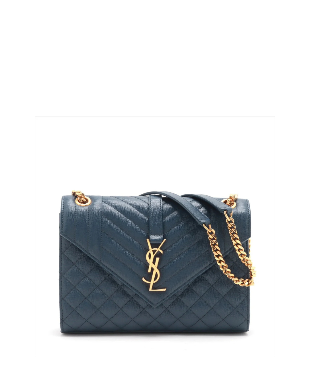 Saint Laurent Borsa Envelope Large Pelle Martellata Blu Navy usata autentica - Aurea Luxury Lab