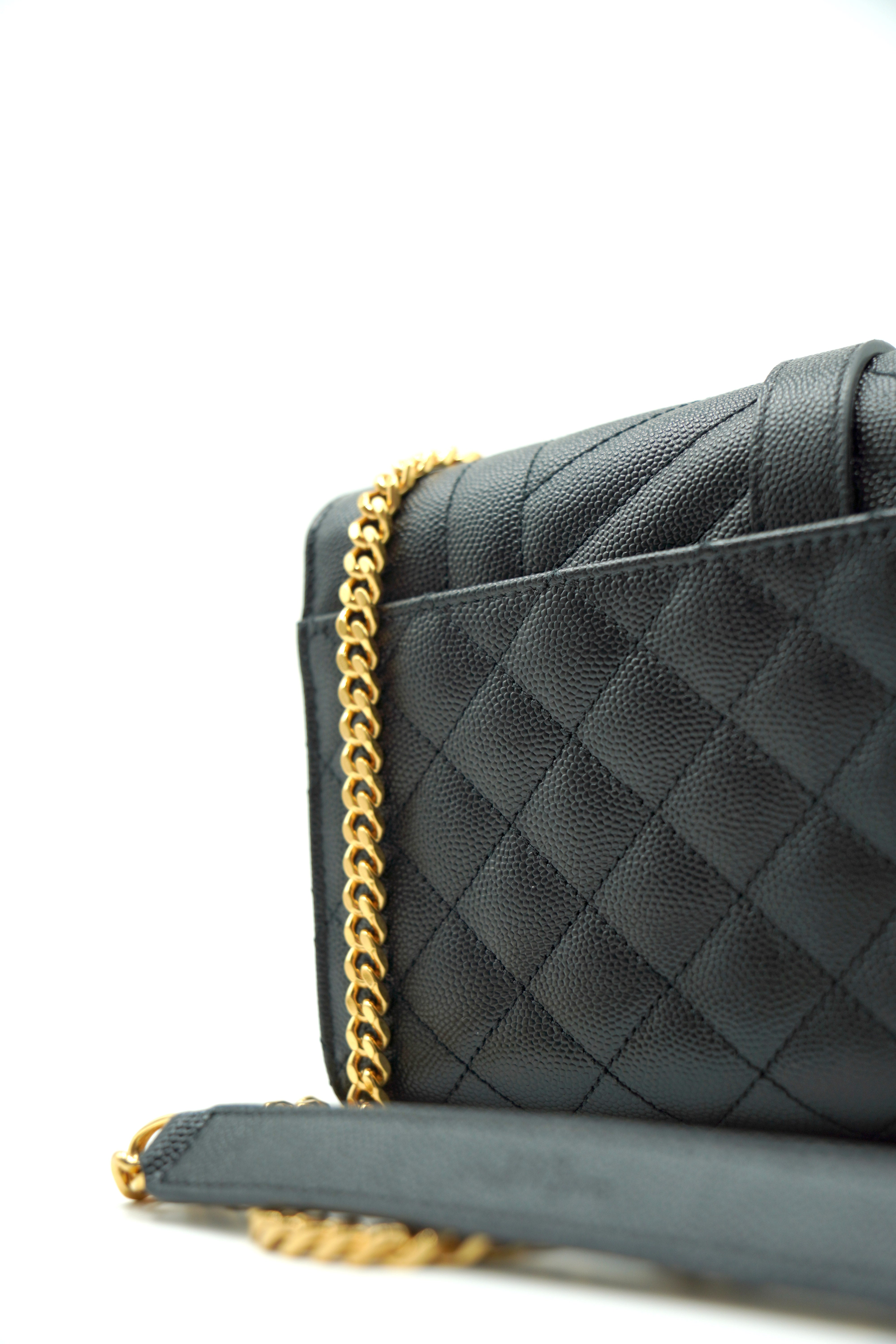Saint Laurent Borsa Envelope Small Tracolla Pelle Nera- Usata Autentica