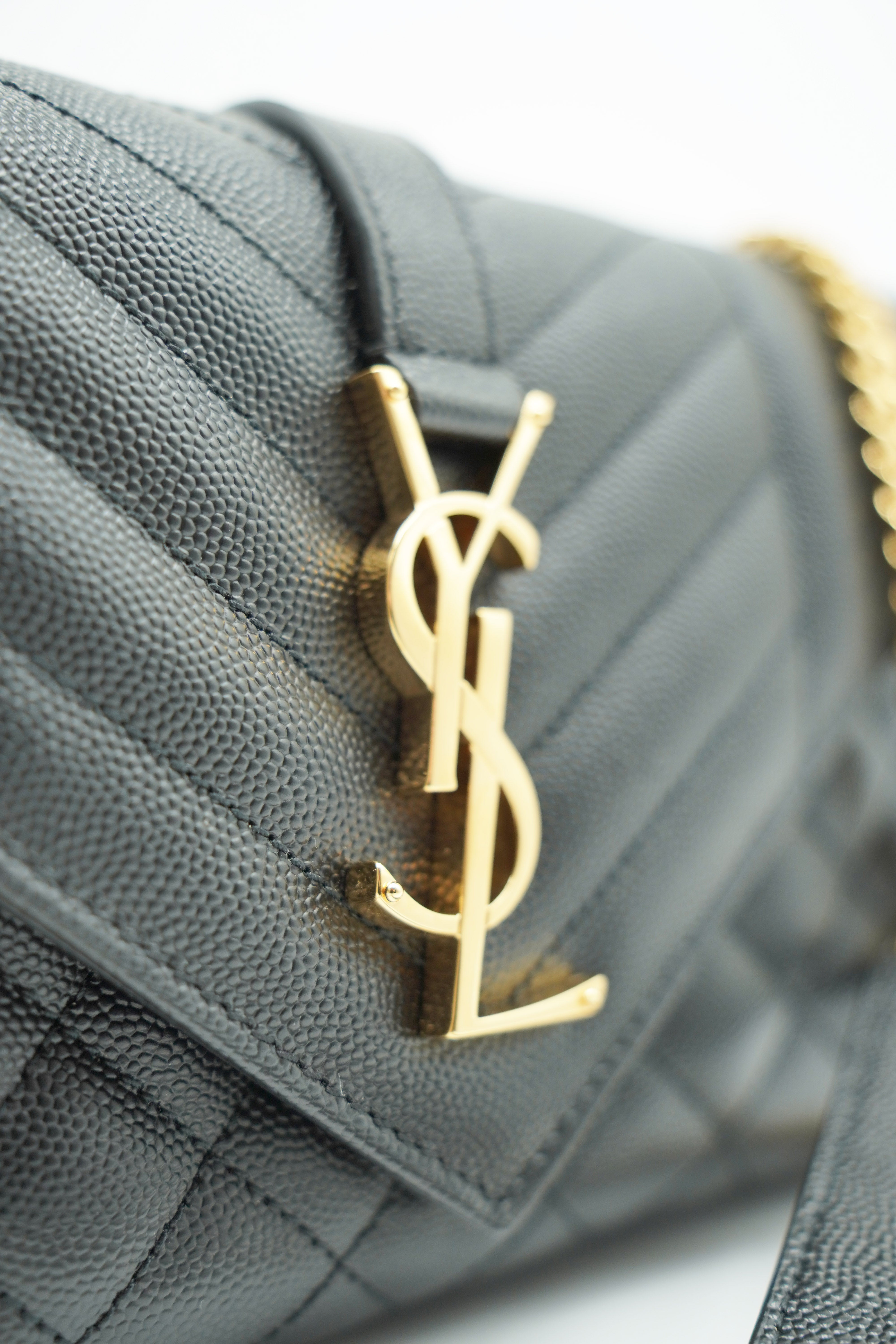 Saint Laurent Borsa Envelope Small Tracolla Pelle Nera- Usata Autentica