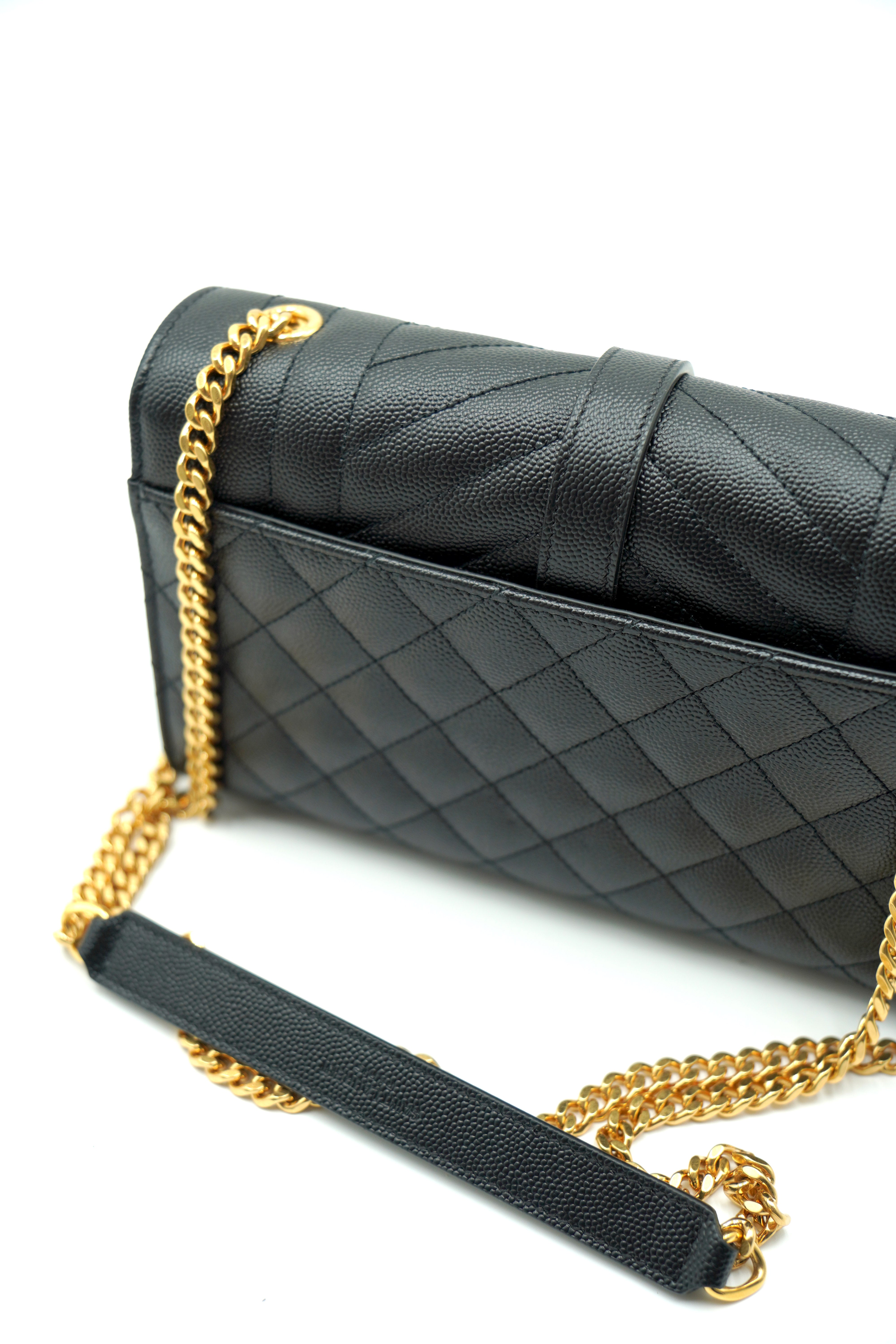 Saint Laurent Borsa Envelope Small Tracolla Pelle Nera- Usata Autentica