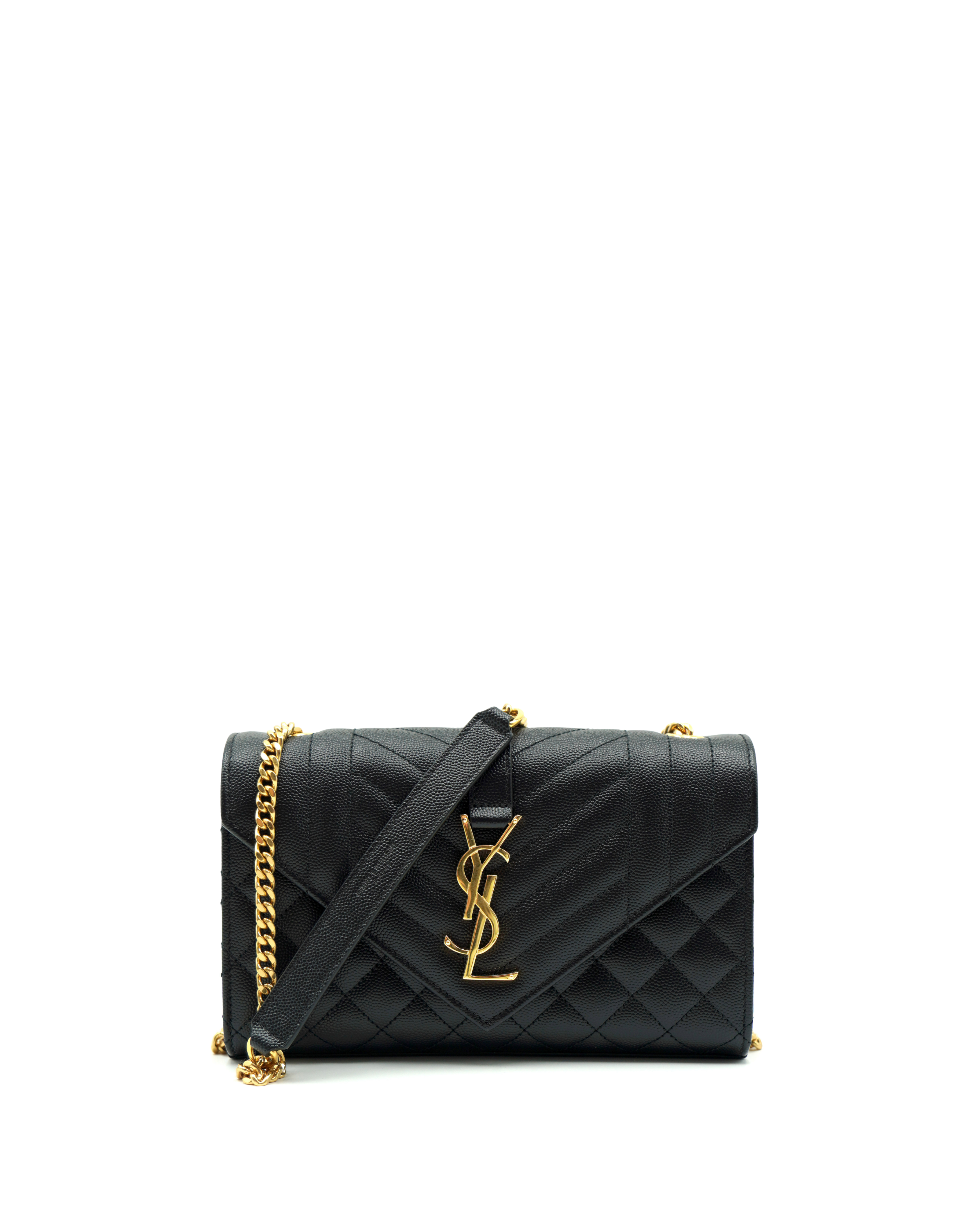 Saint Laurent Borsa Envelope Small Tracolla Pelle Nera- Usata Autentica