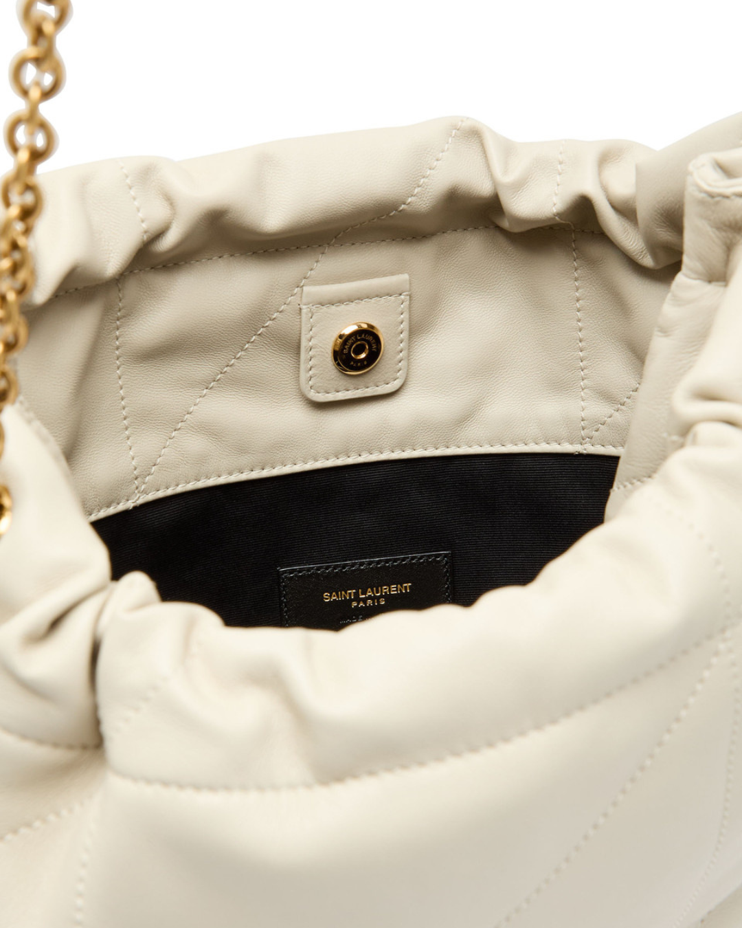 Saint Laurent Borsa Jamie Pochon Pelle Bianco luxury resale autentica - Aurea Luxury Lab