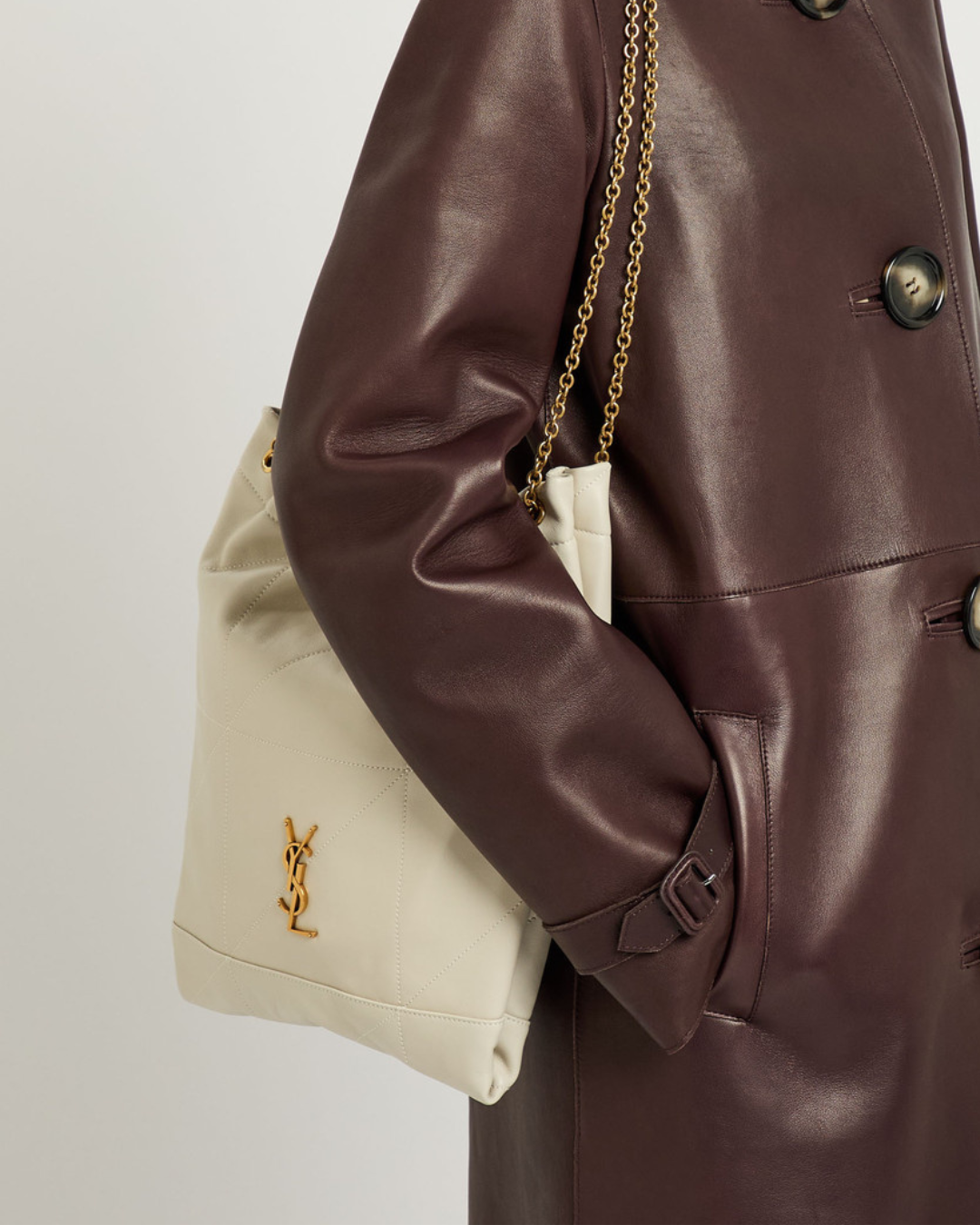 Saint Laurent Borsa Jamie Pochon Pelle Bianco luxury resale autentica - Aurea Luxury Lab
