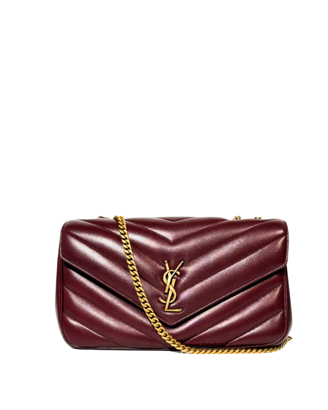 Saint Laurent Borsa Loulou Medium Pelle Trapuntata Burgundi usata autentica - Aurea Luxury Lab