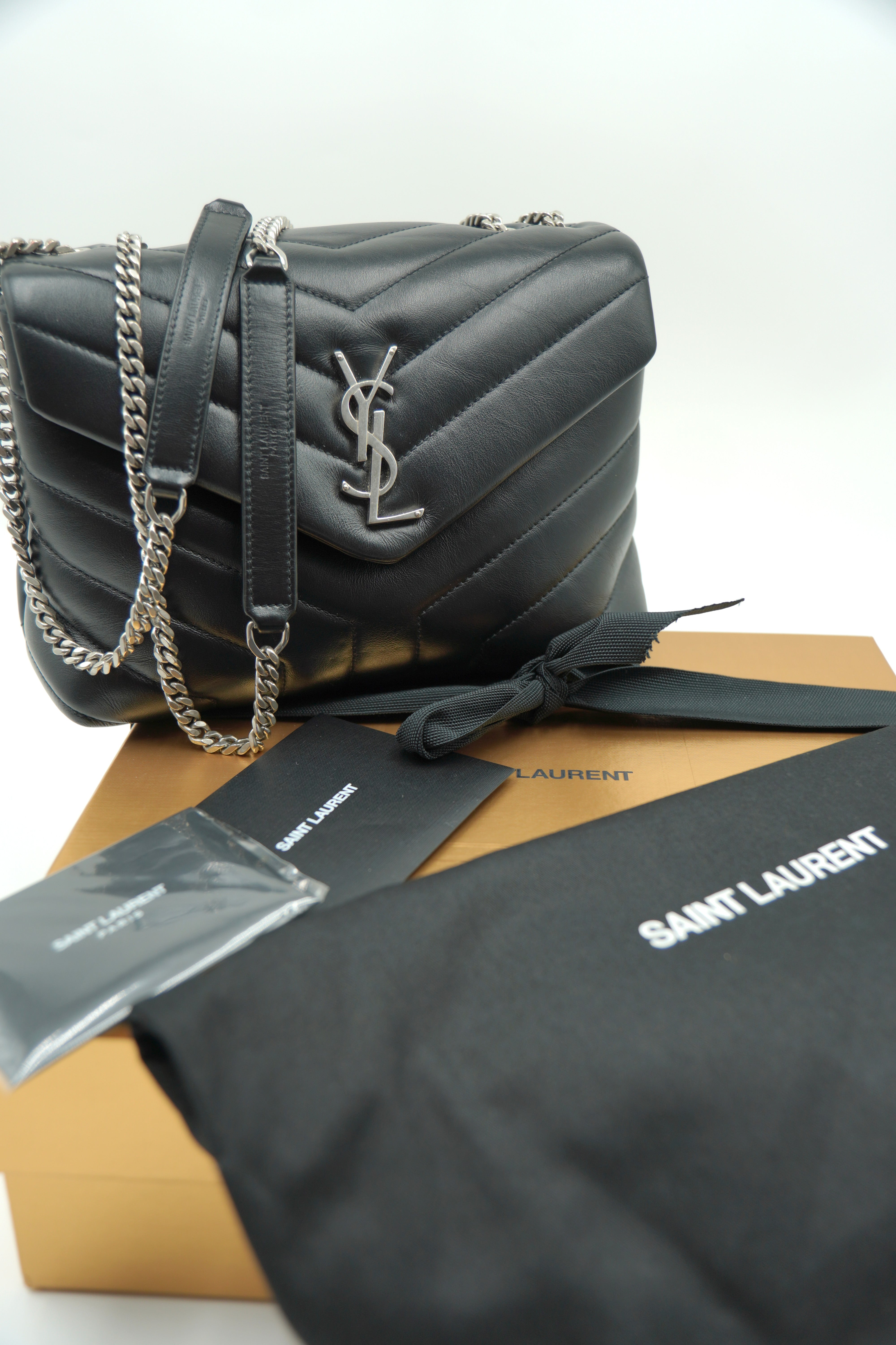 Saint Laurent Lou Lou Small Black Leather Bag - Authentic Pre-Owned