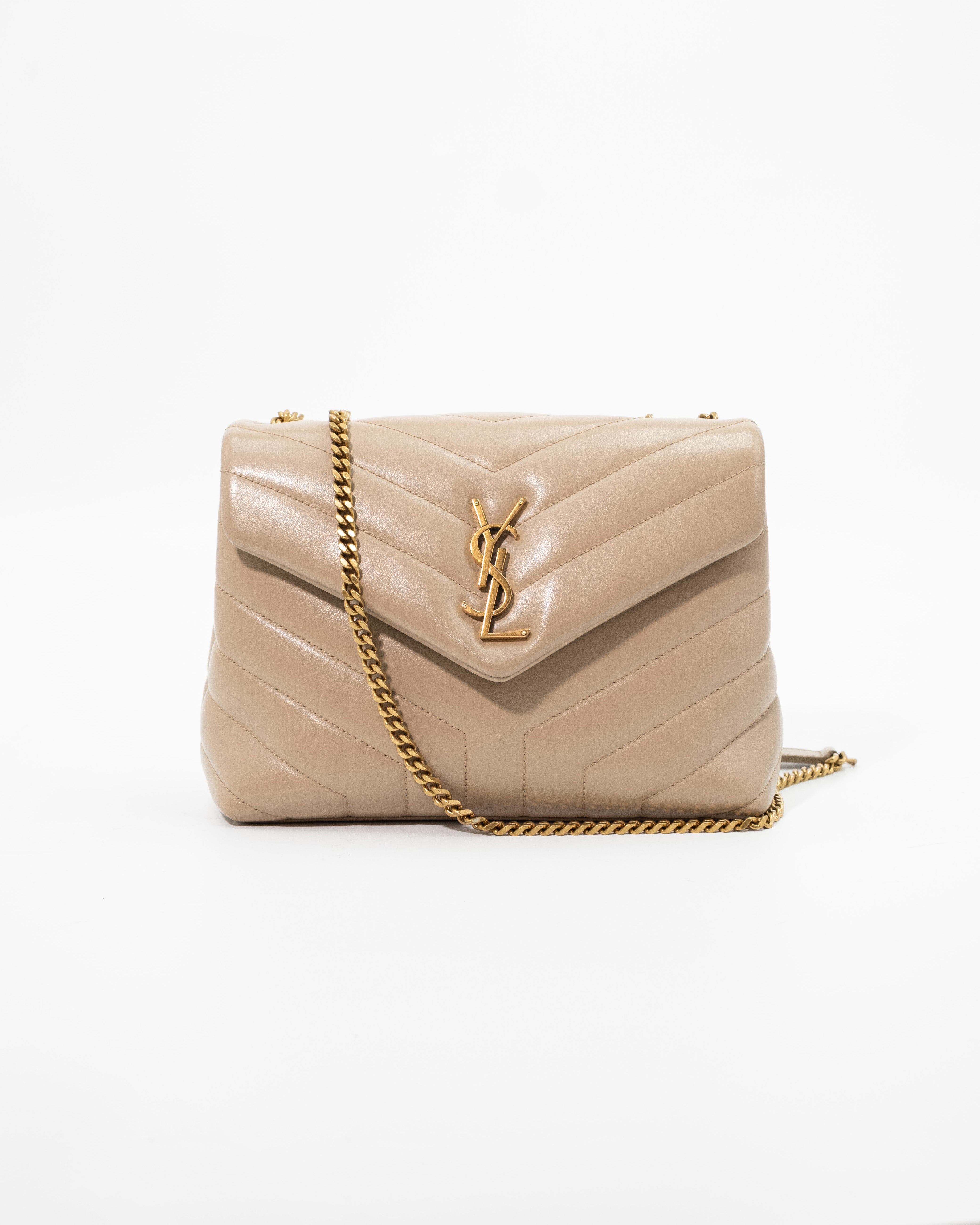 Saint Laurent Borsa Loulou Small Pelle Beige — Pre-owned Autentica