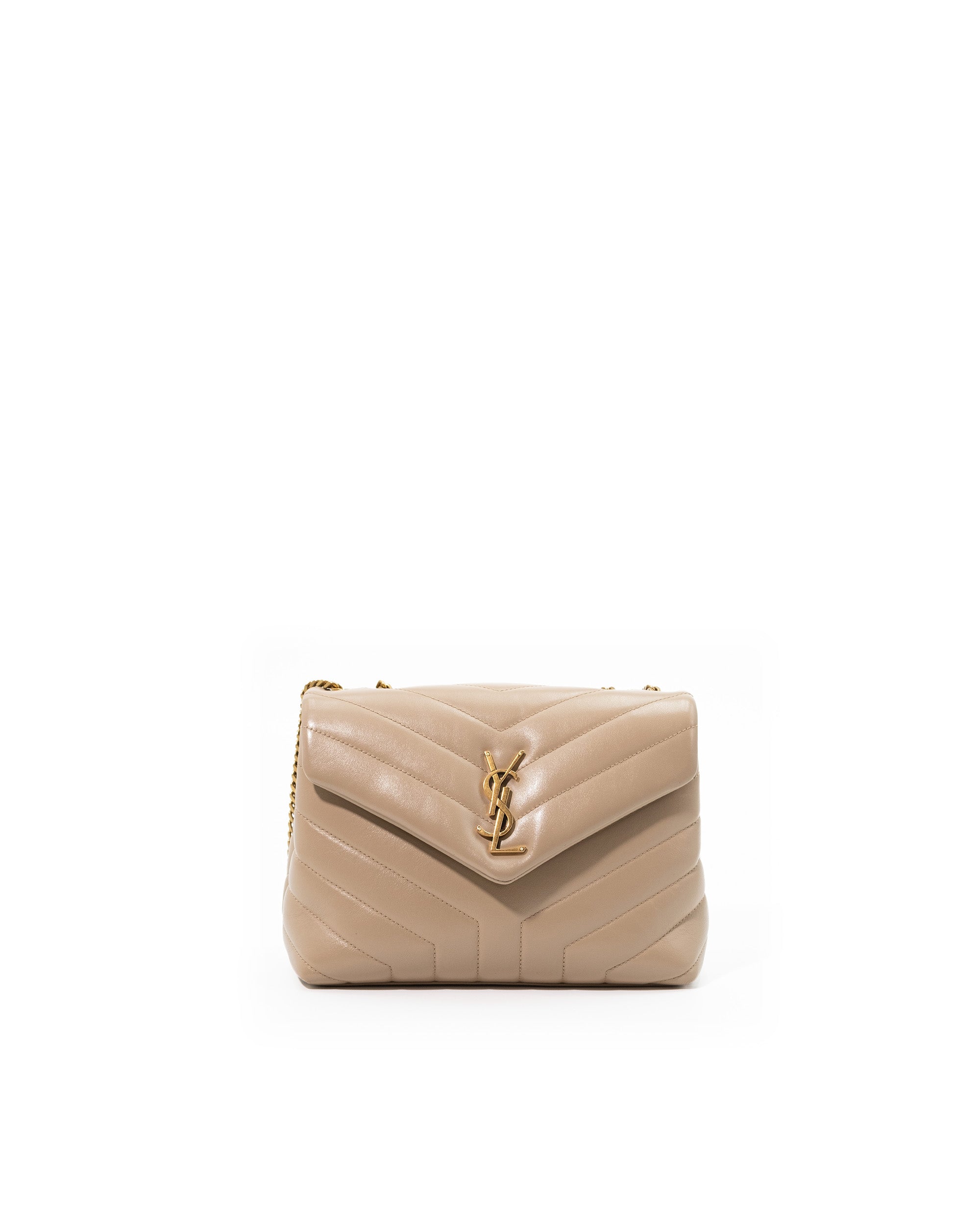 Saint Laurent Borsa Loulou Small Pelle Beige — Pre-owned Autentica
