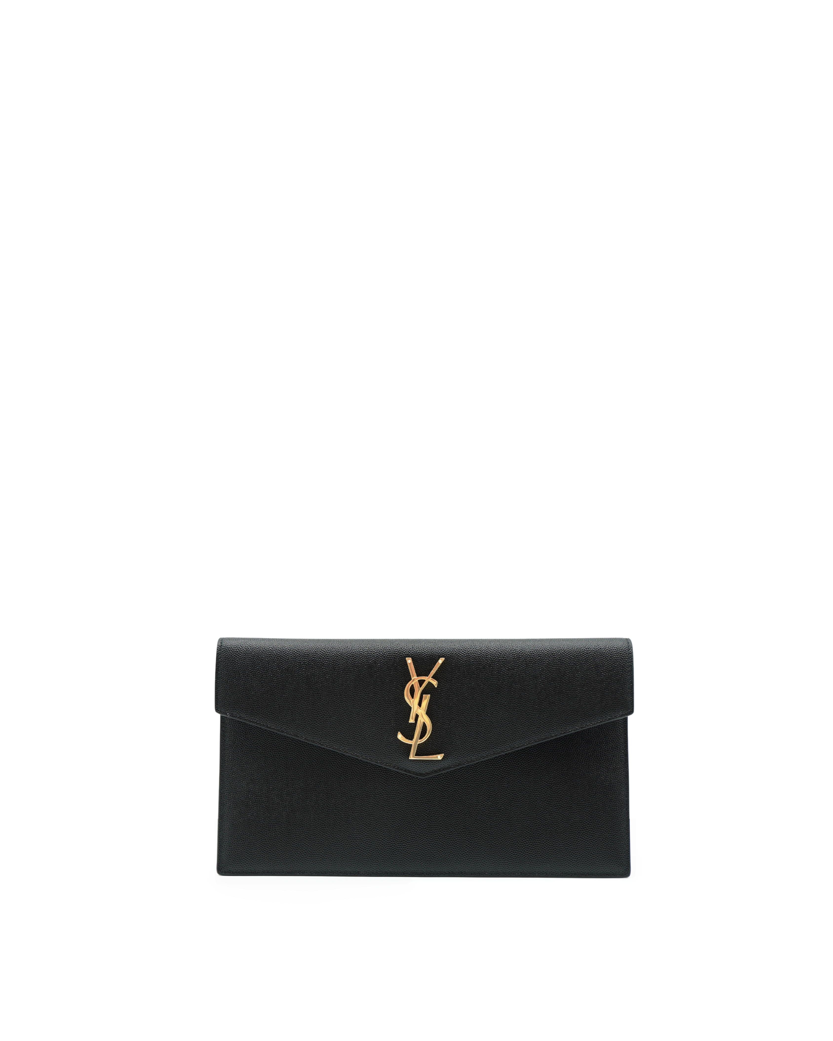 Saint Laurent Pochette Uptown Pelle Groffata Nera - Usato Autentico