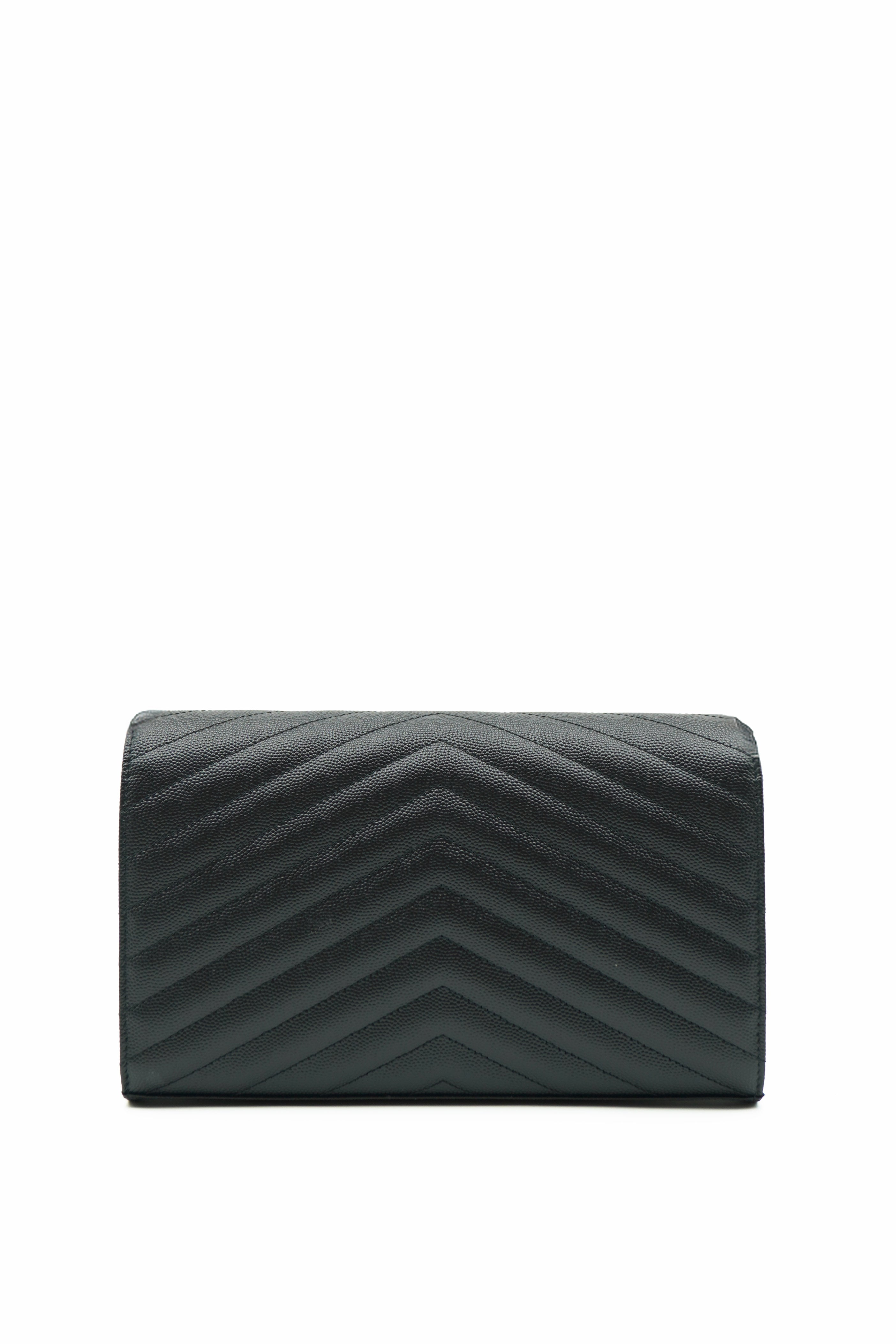 Saint Laurent Leather Clutch Bag with Black Leather Chain