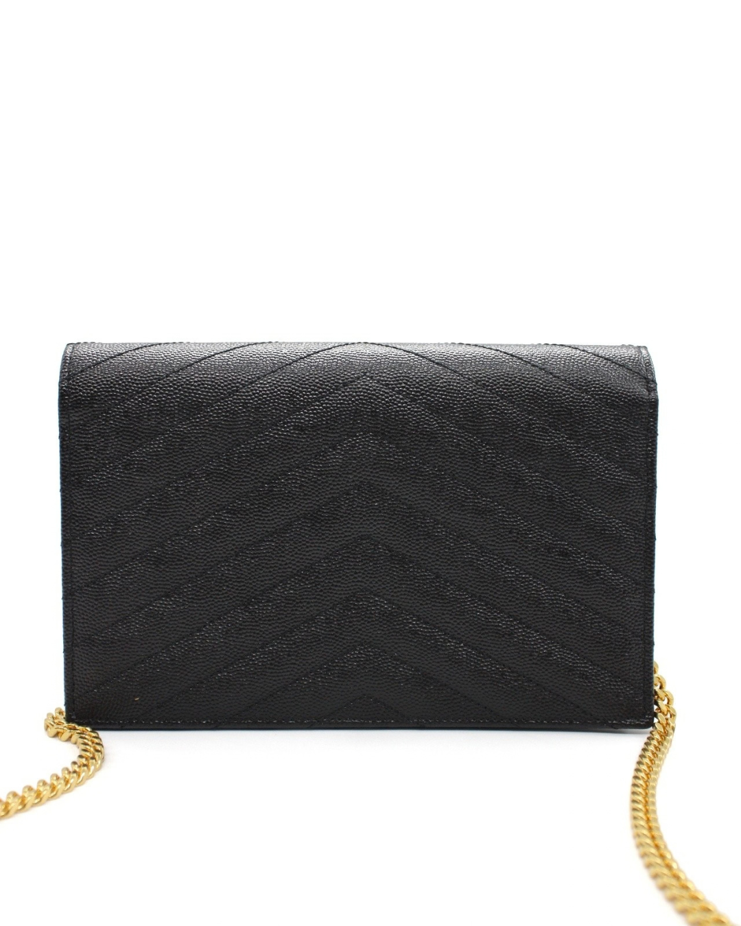 Saint Laurent Borsa Pochette Envelope Cassandre Pelle Grain de Poudre Nera preloved luxury certificata - Aurea Luxury Lab