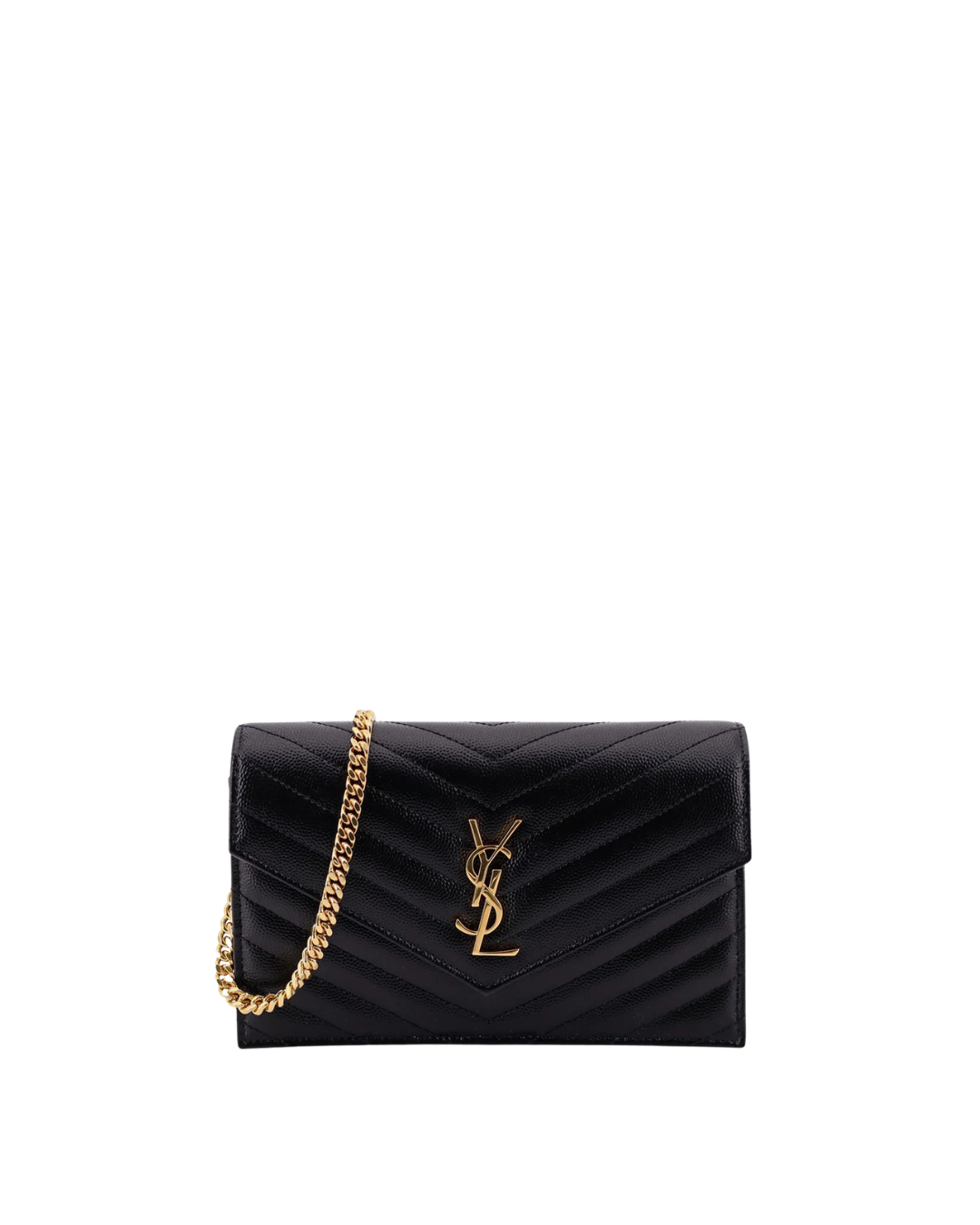 Saint Laurent Borsa Pochette Envelope Cassandre Pelle Grain de Poudre Nera usata autentica - Aurea Luxury Lab
