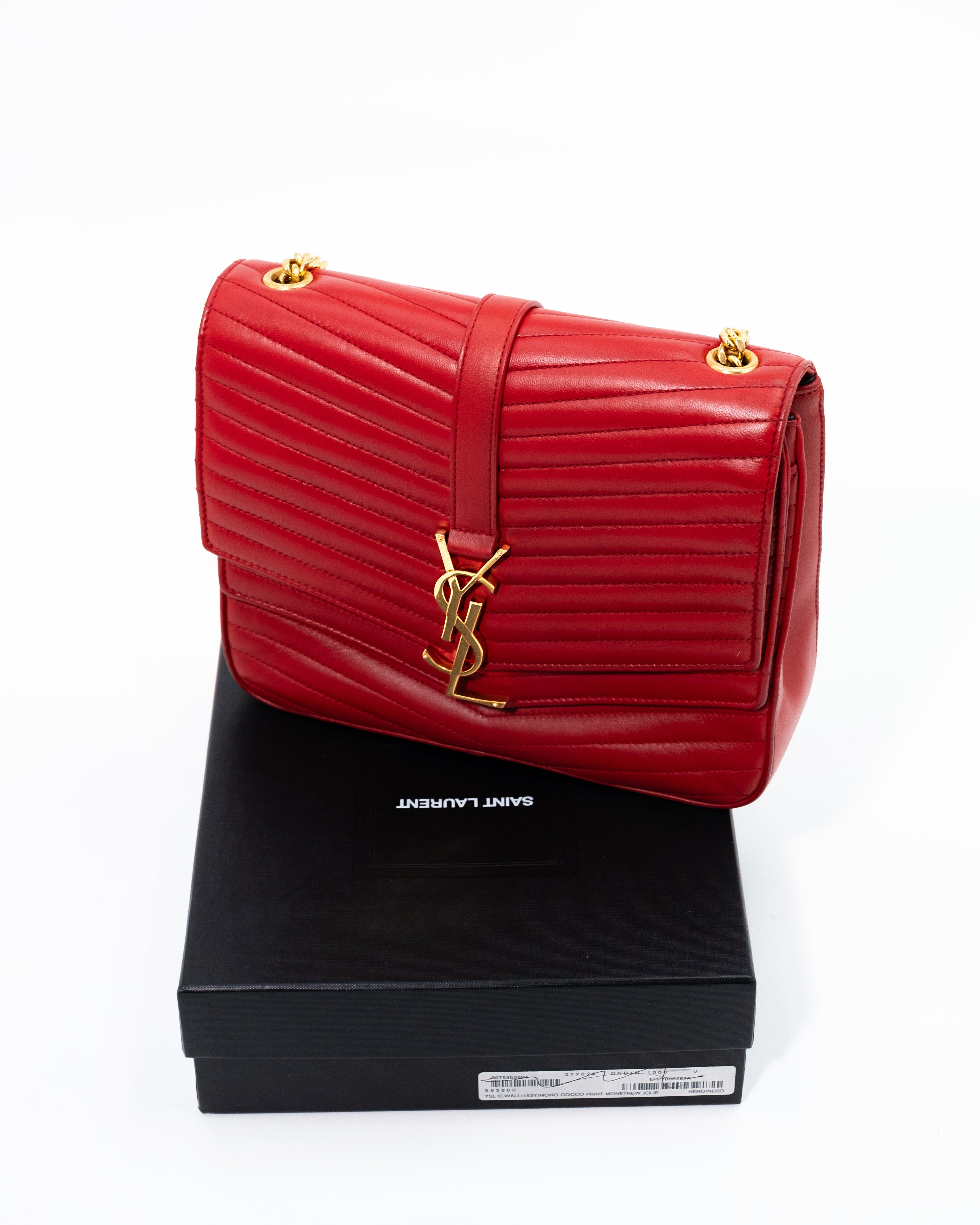 Saint Laurent Borsa Sulpice Pelle Agnello Rossa — Pre-owned Autentica