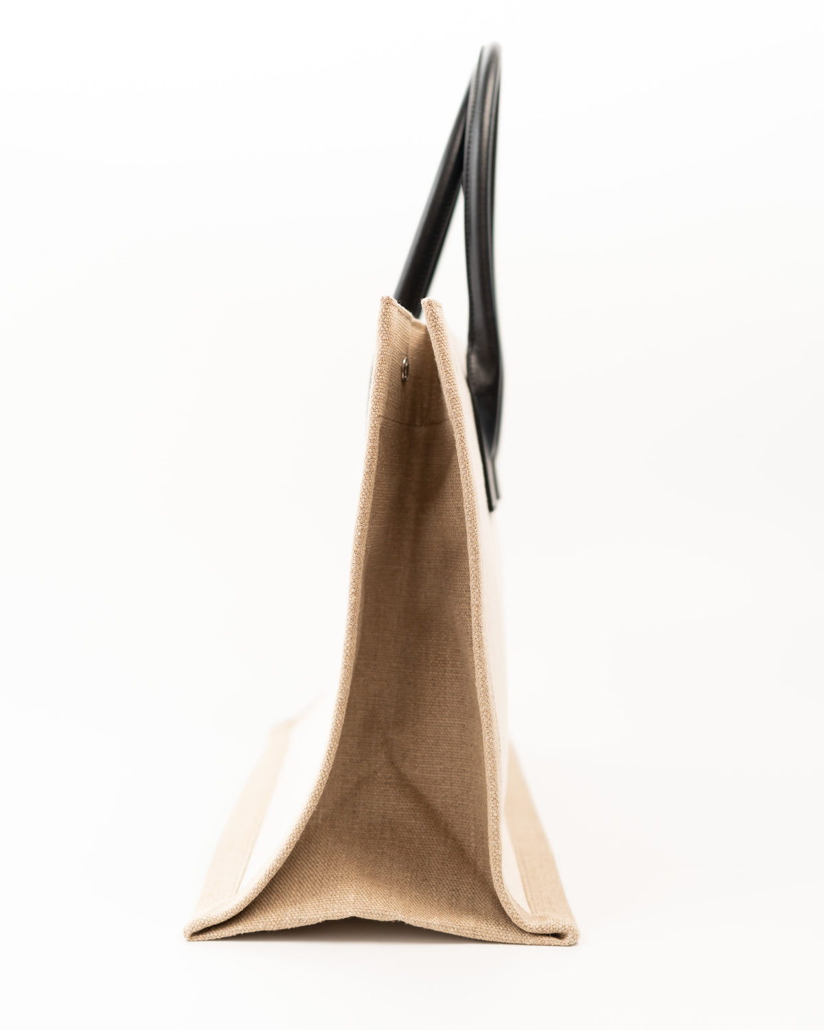 Saint Laurent Borsa Tote Rive Gauche Tela Écru e Pelle Nera — Pre-owned Autentica