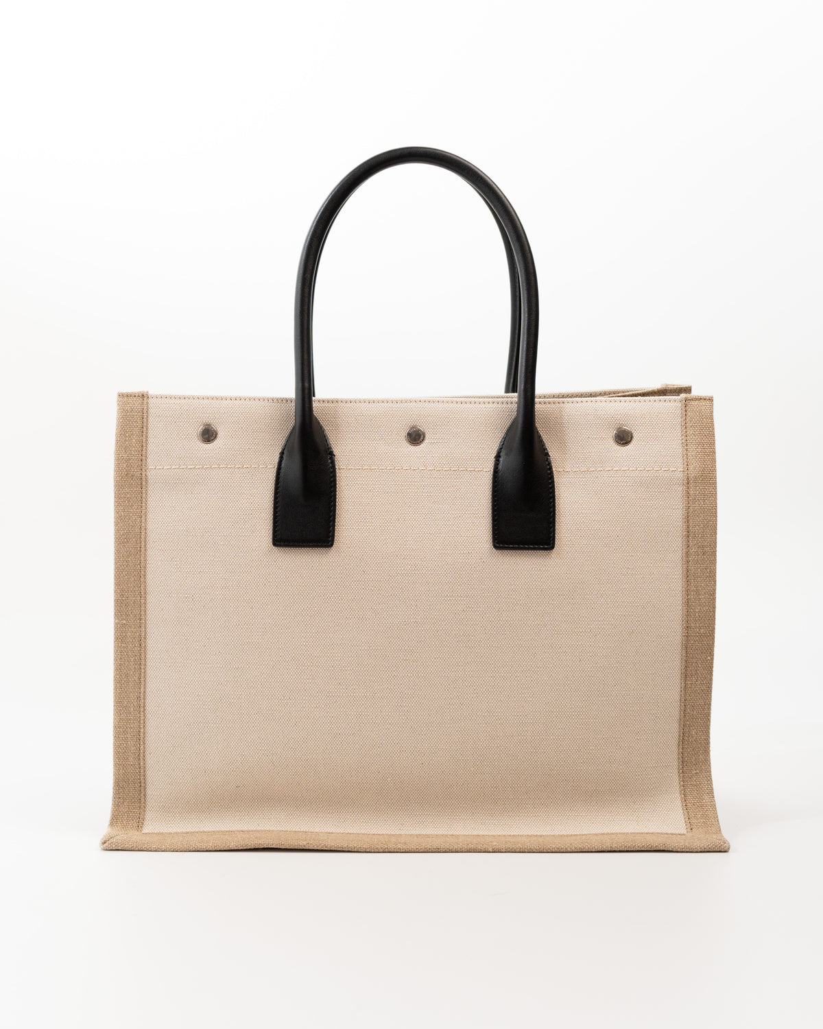 Saint Laurent Borsa Tote Rive Gauche Tela Écru e Pelle Nera pre-owned certificata - Aurea Luxury Lab