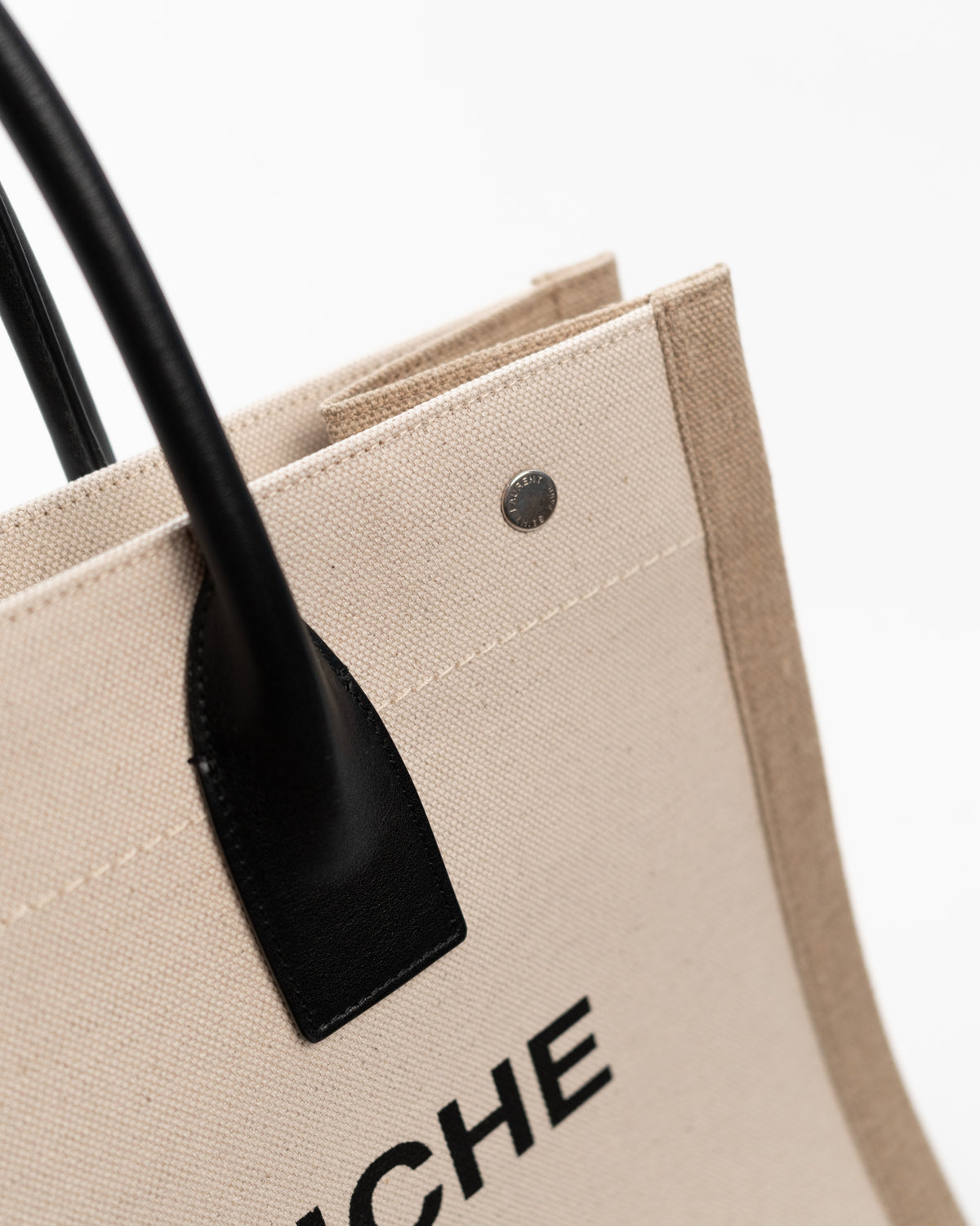 Saint Laurent Borsa Tote Rive Gauche Tela Écru e Pelle Nera pre-owned certificata - Aurea Luxury Lab