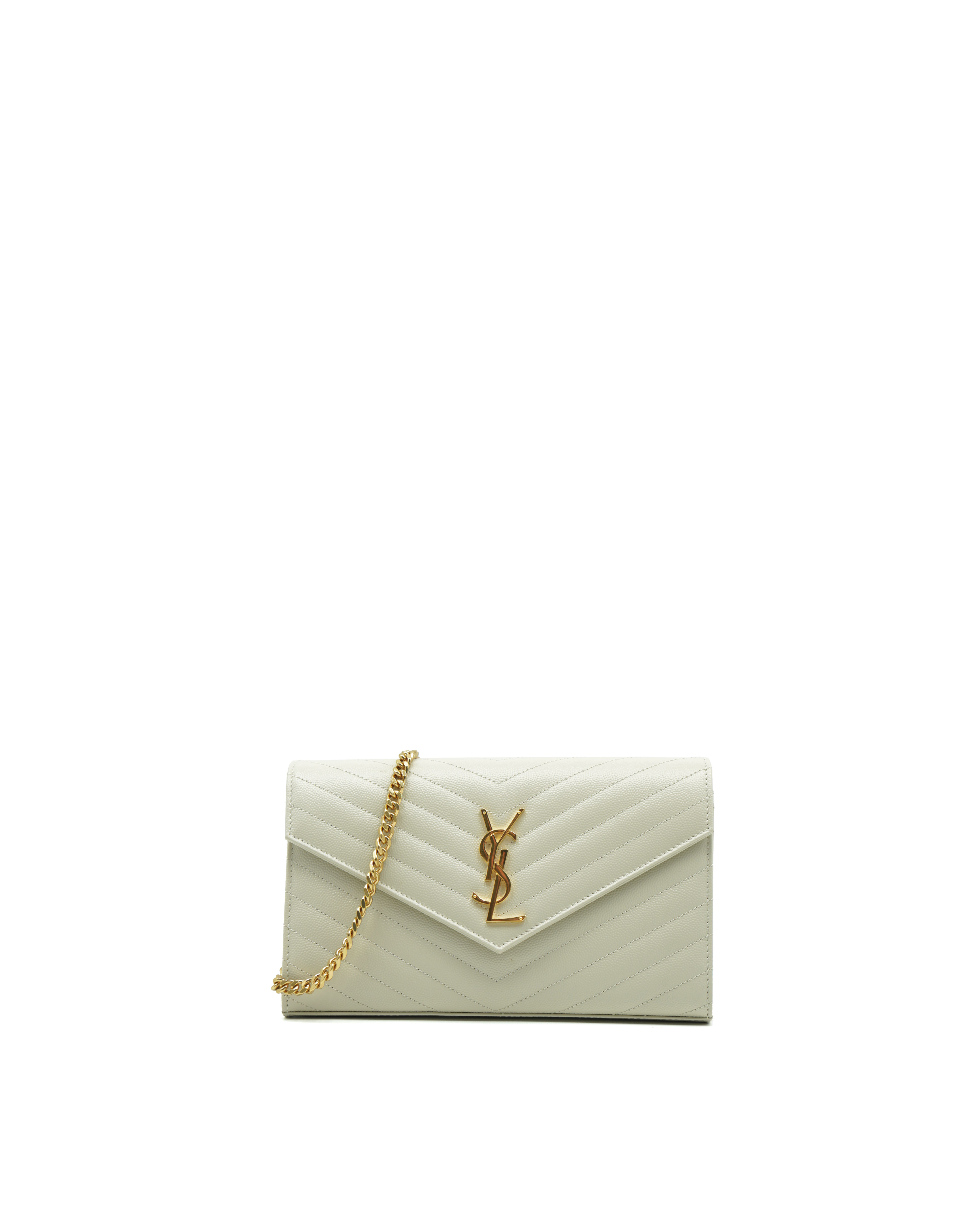 Saint Laurent Borsa Pochette Tracolla Cassandra Pelle Bianca — Pre-owned Autentica