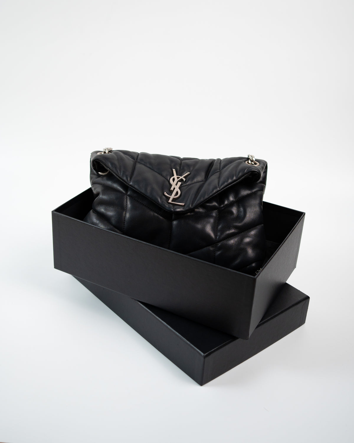 Saint Laurent Borsa Loulou Puffer Small Pelle Trapuntata Nera pre-owned certificata - Aurea Luxury Lab