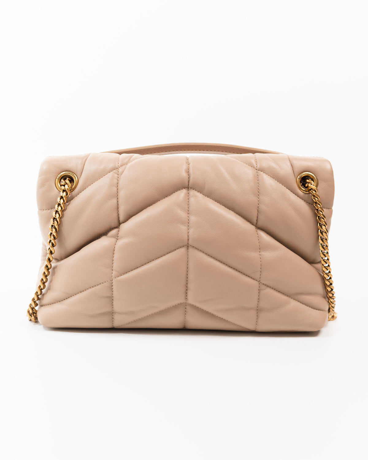 Saint Laurent Borsa Puffer Small Pelle di Agnello Beige pre-owned certificata - Aurea Luxury Lab