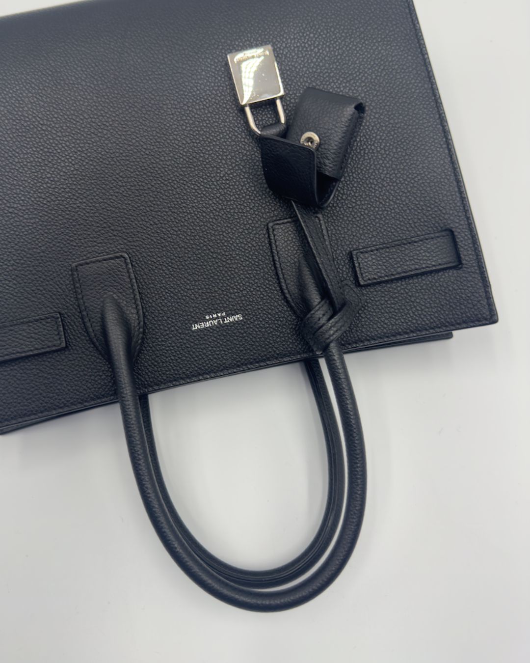 Saint Laurent Borsa Sac Du Jour Pelle Martellata Nera Baby
