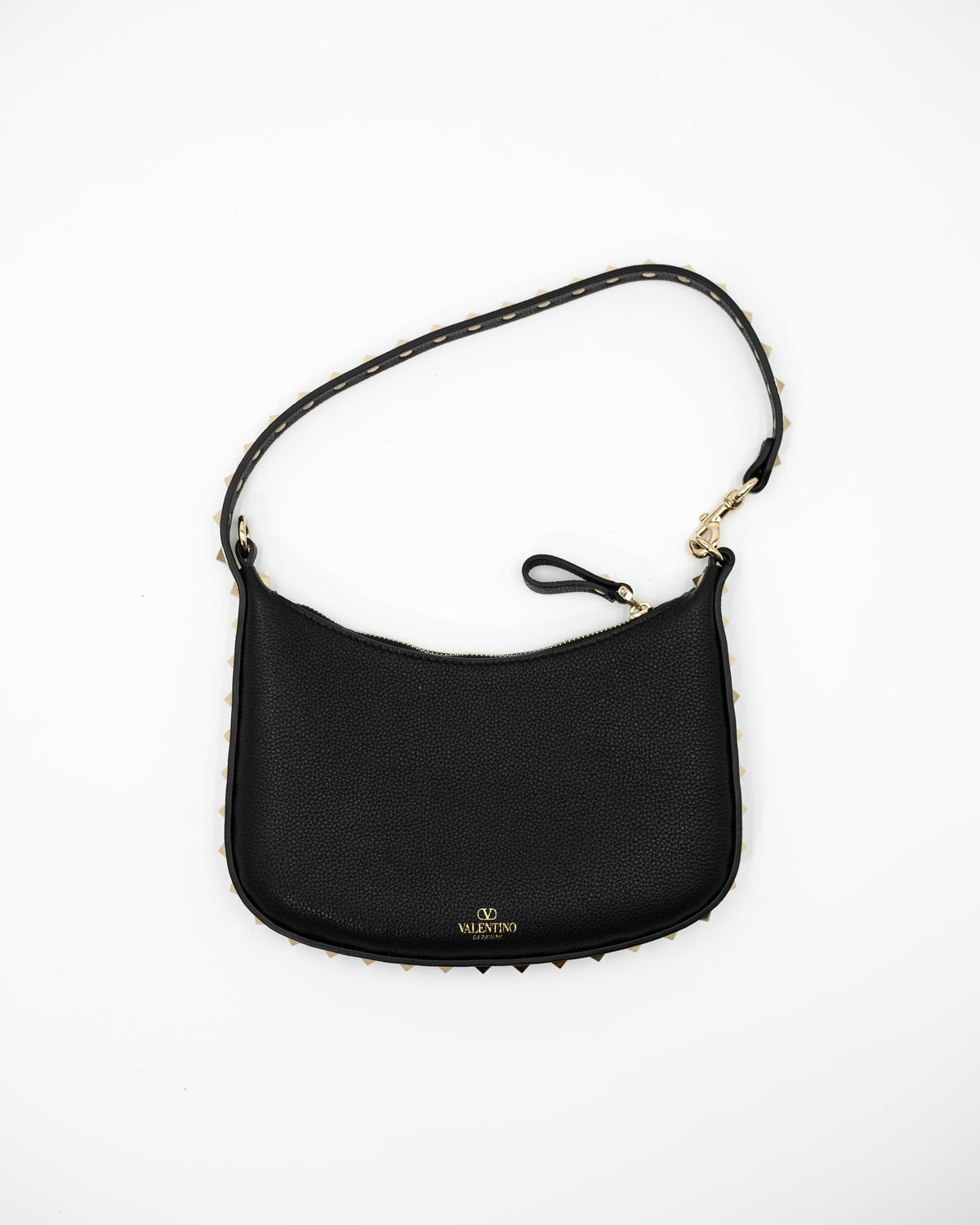 Valentino Garavani Borsa Hobo Mini Rockstud Pelle Nera luxury resale autentica - Aurea Luxury Lab