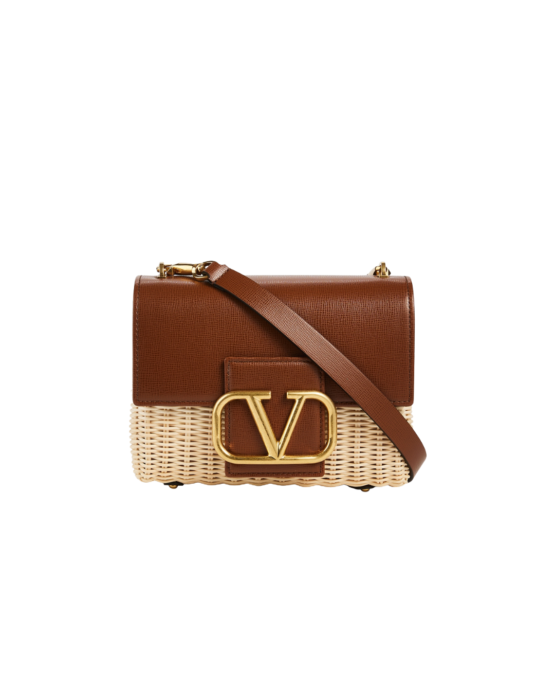 Valentino Garavani Borsa Stud Sign Rafia e Pelle Beige usata autentica - Aurea Luxury Lab