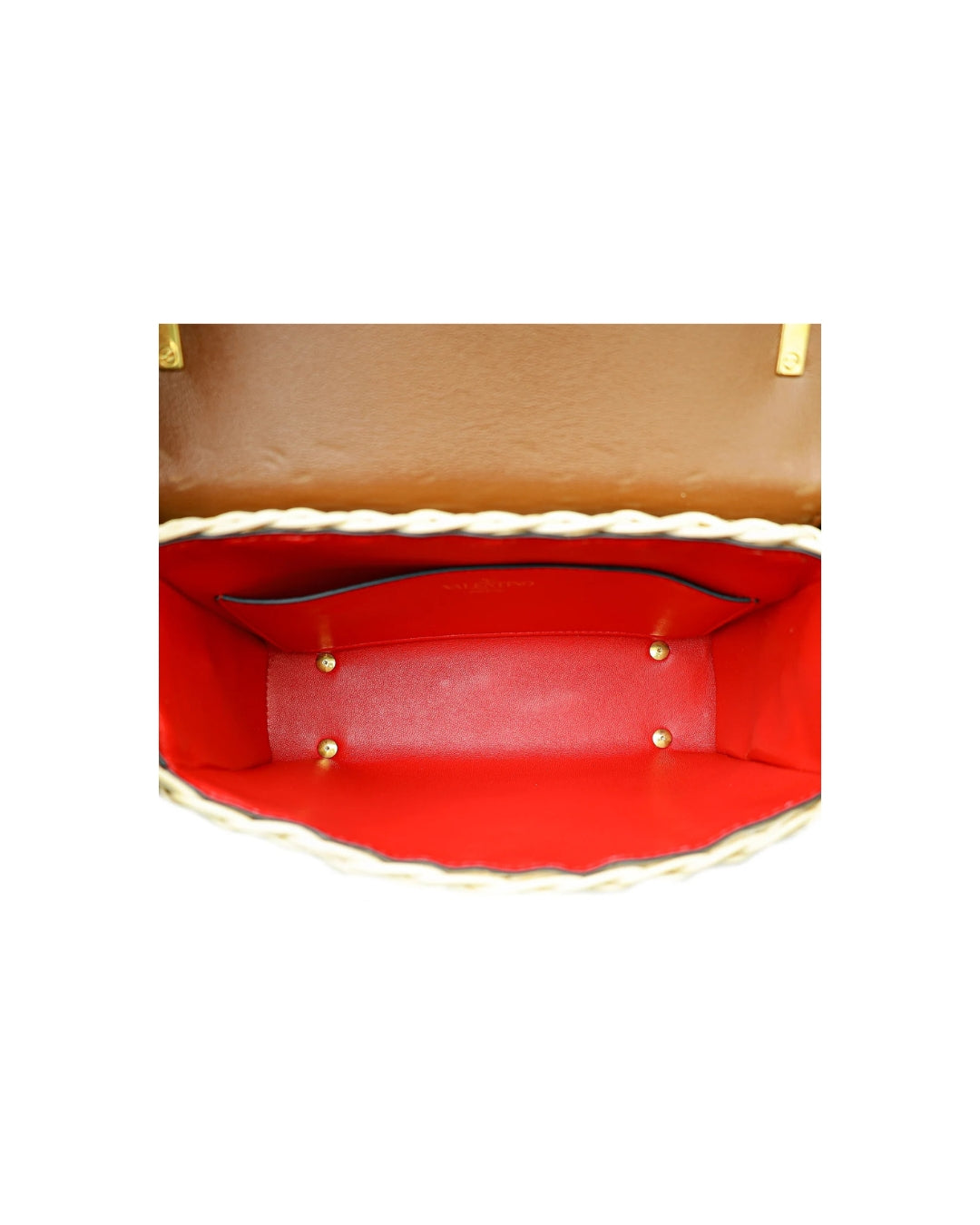 Valentino Garavani Borsa Stud Sign Rafia e Pelle Beige preloved luxury certificata - Aurea Luxury Lab