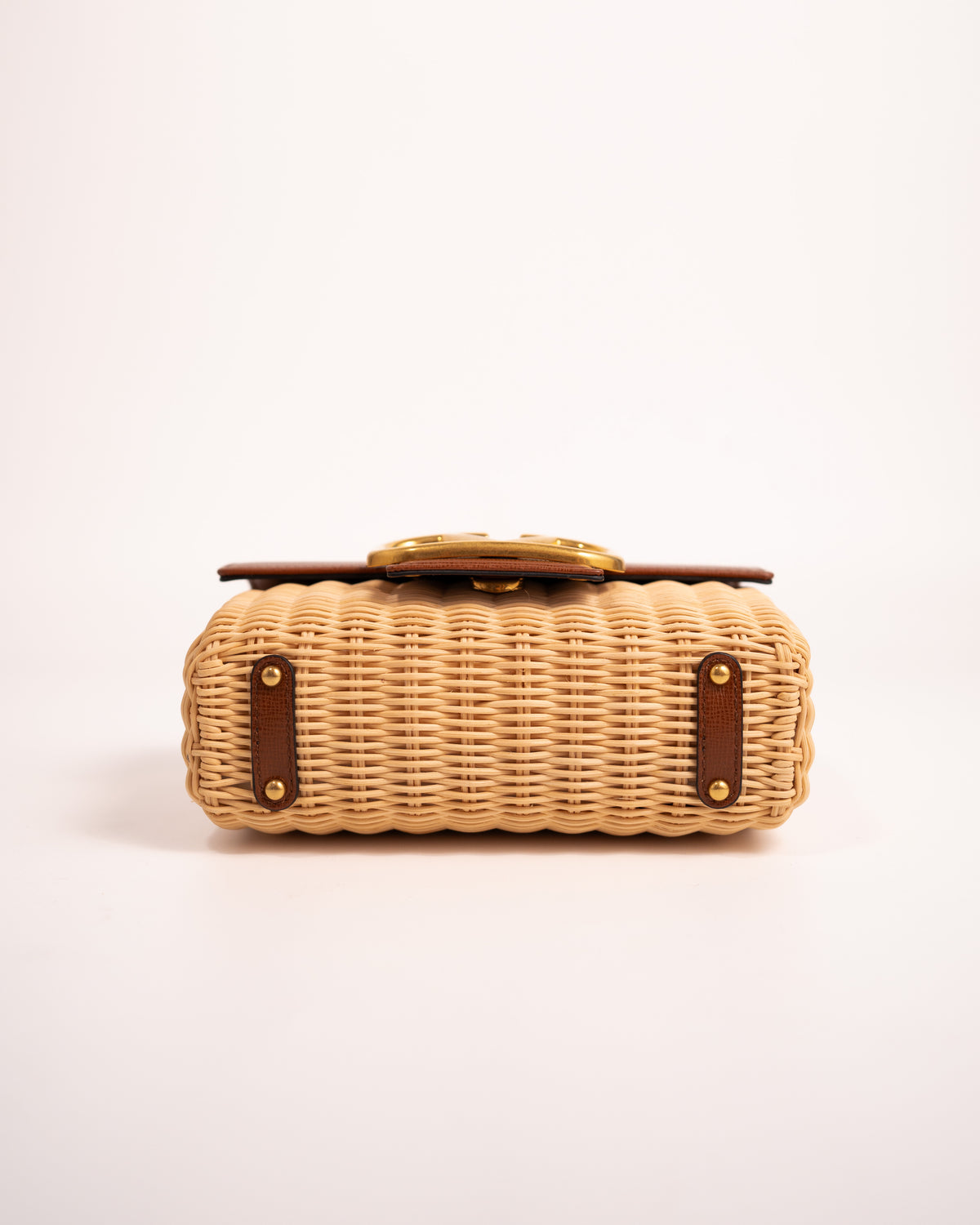 Valentino Garavani Borsa Stud Sign Rafia e Pelle Beige borsa usata autentica - Aurea Luxury Lab