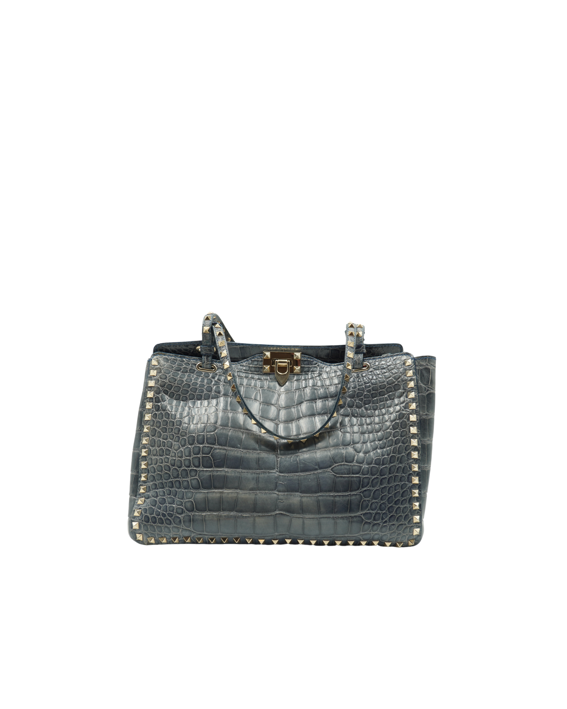 Valentino Rockstud Crocodile Double Handle Bag - Authentic Used